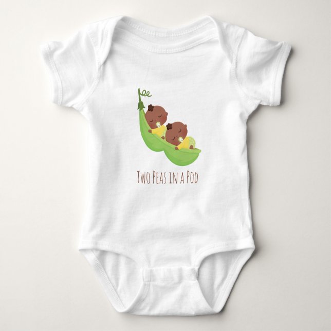 Söta afroamerikanska tvillingar i Pod Baby Tee (Framsida)