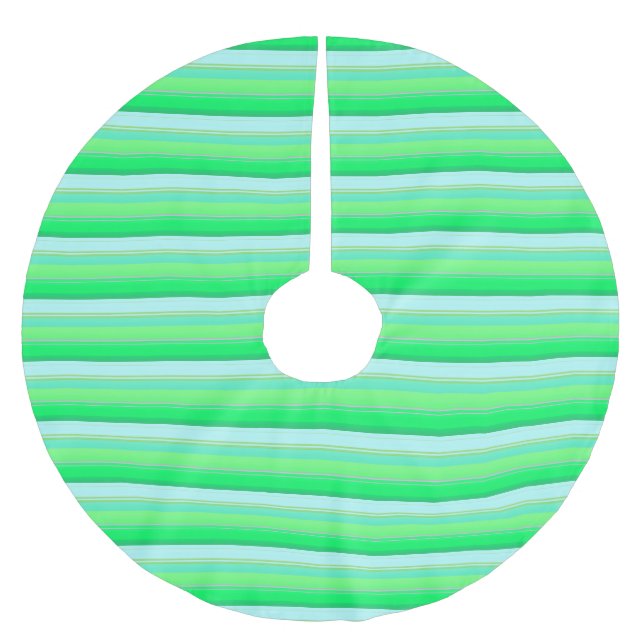 Söta akvagröna ränder julgransmatta borstad polyester (Framsidan)