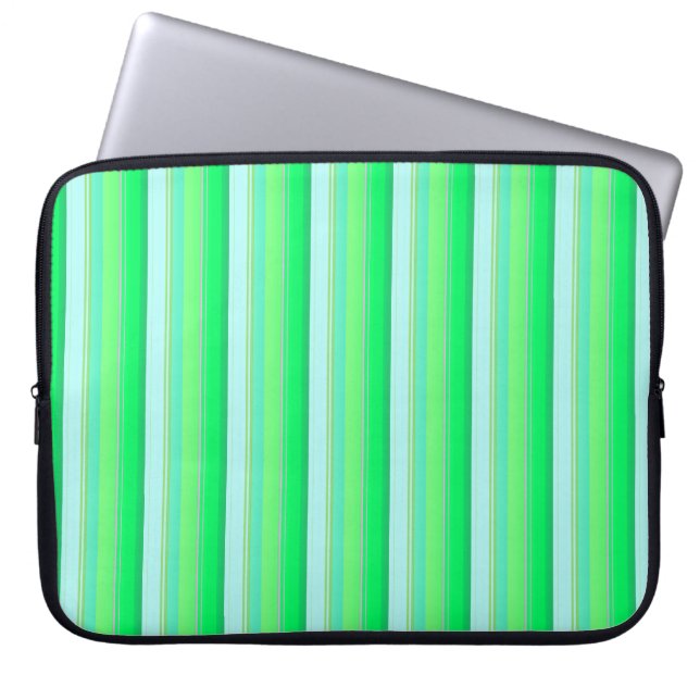 Söta akvagröna ränder laptop fodral (Framsidan)