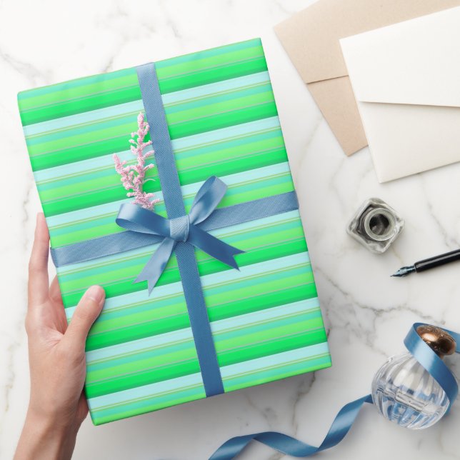 Söta akvagröna ränder presentpapper (Gifting)