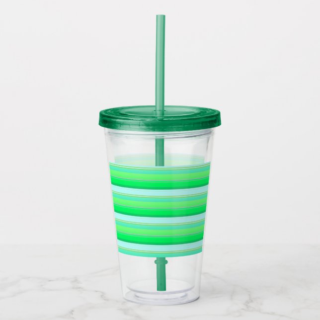 Söta akvagröna ränder take away mugg (Framsida)