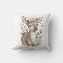 Söta akvarell-babyddjur med blommor kudde