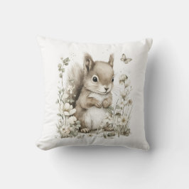 Söta akvarell-babyddjur med blommor kudde