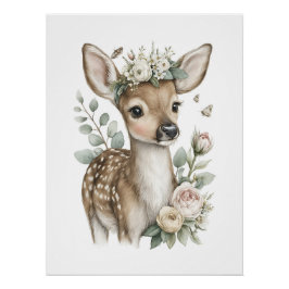 Söta akvarell-babyddjur med blommor perfect poster