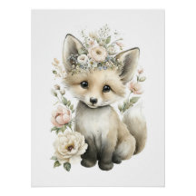 Söta akvarell-babyddjur med blommor