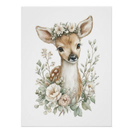 Söta akvarell-babyddjur med blommor perfect poster