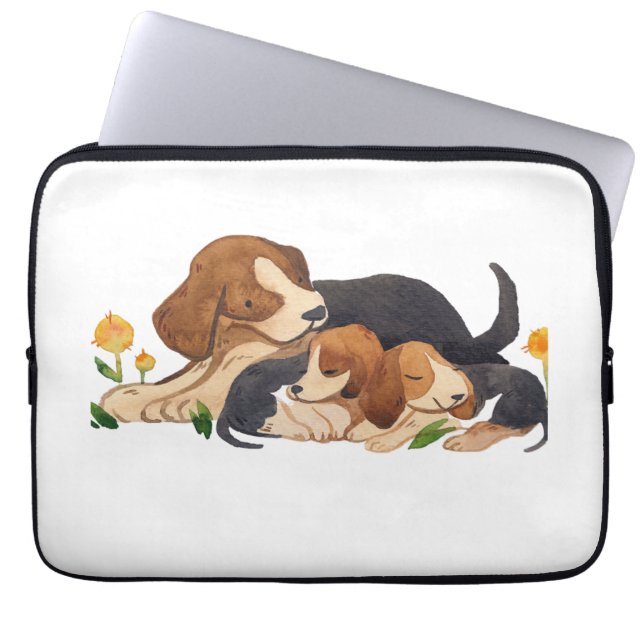 Söta akvarell Beagle-valpar & Fjäril iPad Fodral (Framsidan)