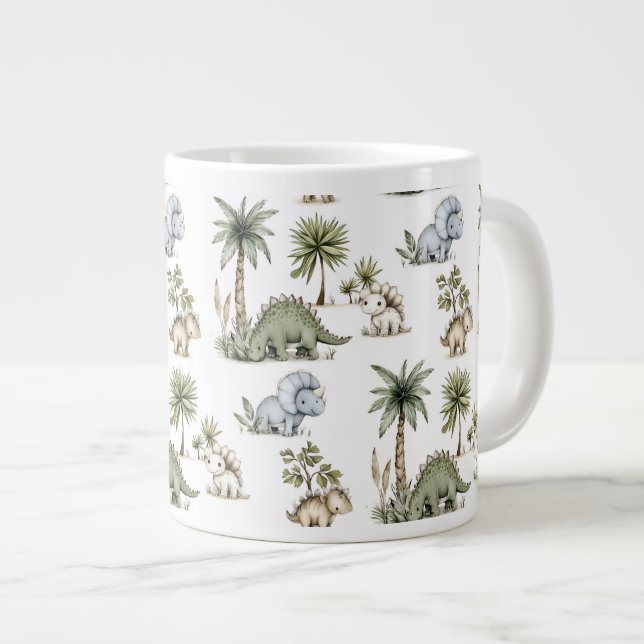 Söta akvarell-bebisdinosaurier jumbo mugg (Framsida höger)