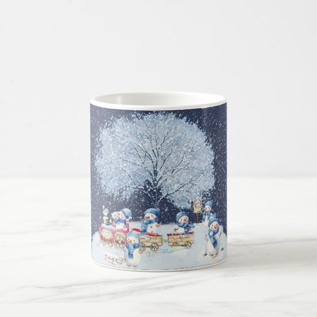 Söta akvarell festliga snömän  kaffemugg (Center)