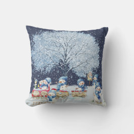 Söta akvarell festliga snömän kudde