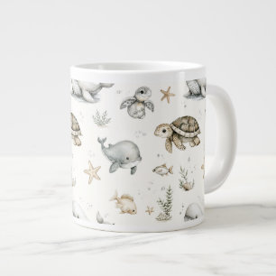 Söta akvarell havsbaby djur jumbo mugg