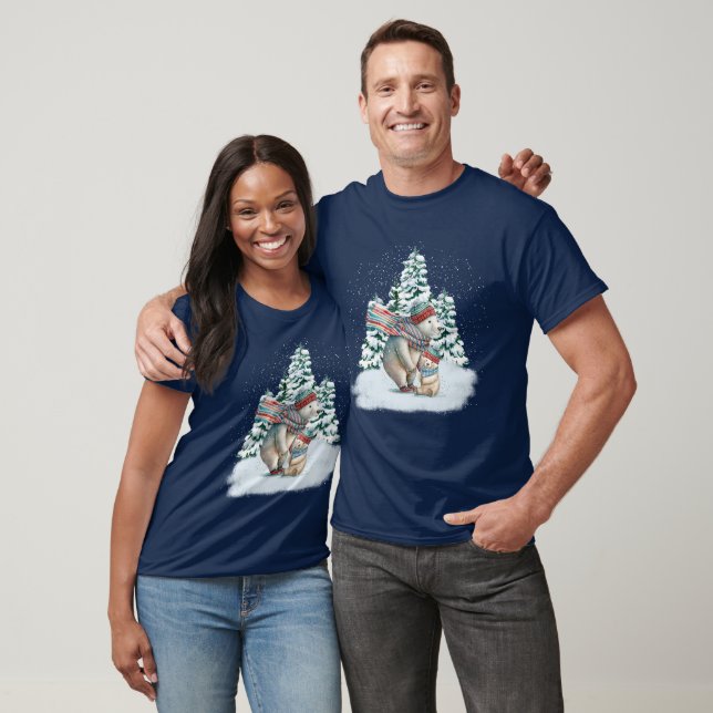 Söta akvarell isbjörnar t shirt (Unisex)