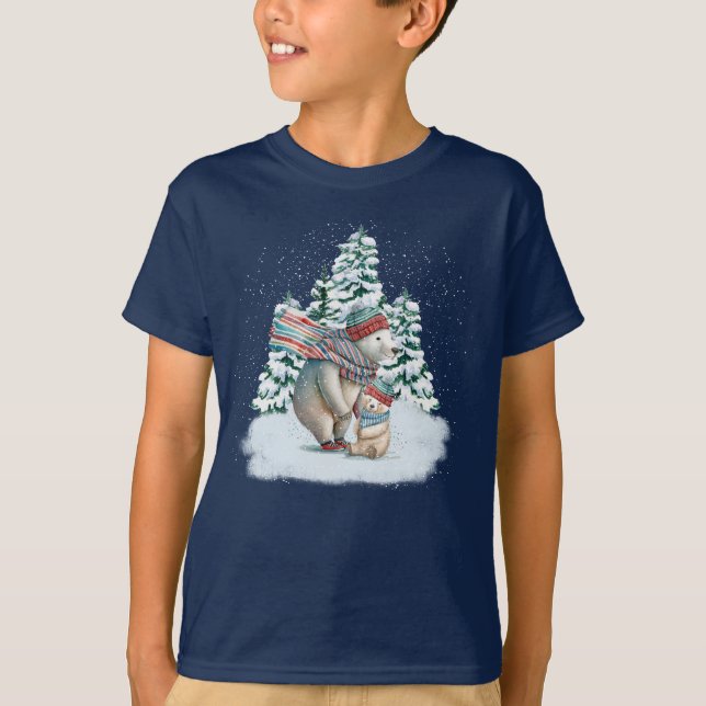 Söta akvarell isbjörnar t shirt (Framsida)