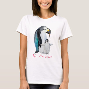 Söta akvarell kejsarpingviner t shirt