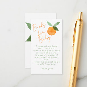 Söta akvarell orange böcker för baby shower tilläggskort