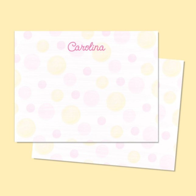 Söta akvarell rosa gula prickade vykort (Skapare uppladdad)