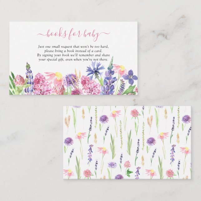 Söta akvarell vilda blommor böcker för bebis tilläggskort (Fram/baksida)