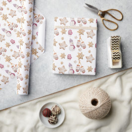 Söta akvarell vinterhandskar snömannakakor presentpapper