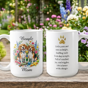 Söta akvarellbeaglar i blommor Personlig Kaffemugg