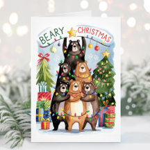 Söta akvarellbjörnar Beary julkort