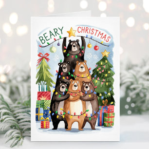 Söta akvarellbjörnar Beary julkort Helgkort