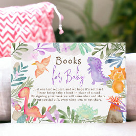 Söta akvarelldinosaurieböcker för baby shower tilläggskort