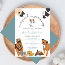 Söta akvarellhundar dammig blå baby boy shower