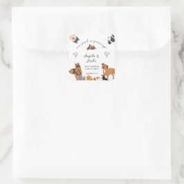 Söta akvarellhundar Salvia Baby Shower Tacksamhet Fyrkantigt Klistermärke