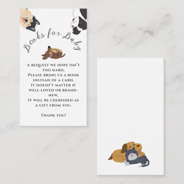 Söta akvarellhundböcker för baby shower tilläggskort (Fram/baksida)