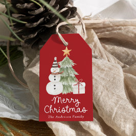 Söta akvarellillustrationer Röda God Jul Presentetikett