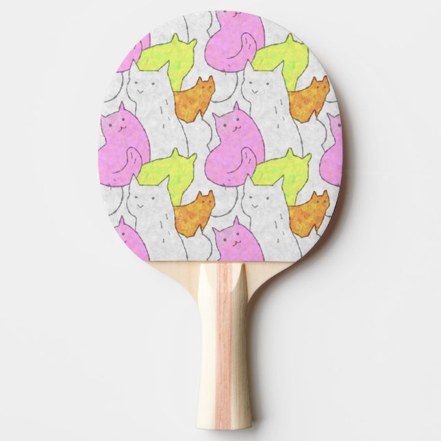 Söta akvarellkatter doodle-mönster pingisracket (Framsidan)