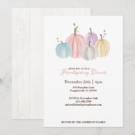 Söta akvarellpastellpumpor tackgivelsefest inbjudningar