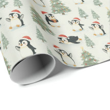Söta akvarellpingviner julskogshelg