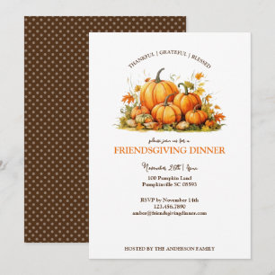 Söta akvarellpumpafriendsgiving Thanksgiving Inbjudningar