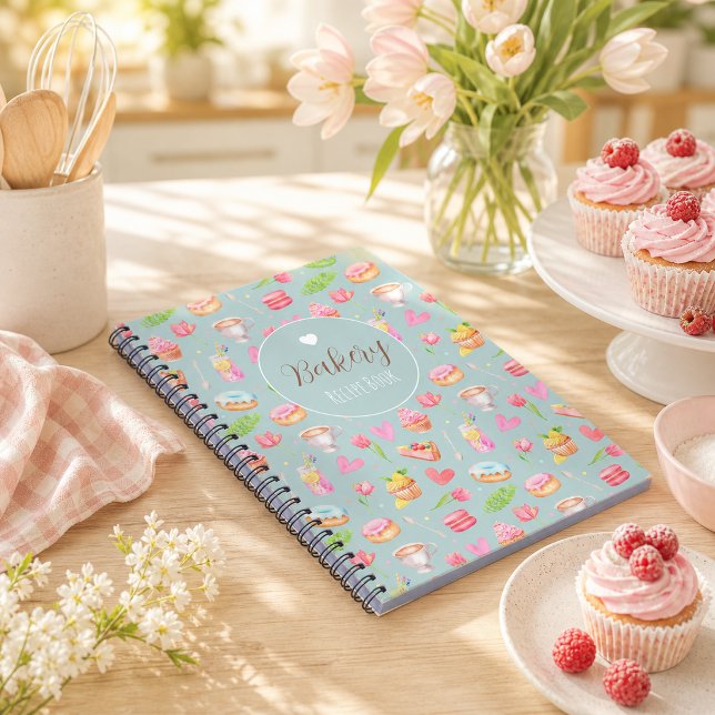 Söta akvarellsötma anteckningsbok (Lovely Bakery Recipe Book )
