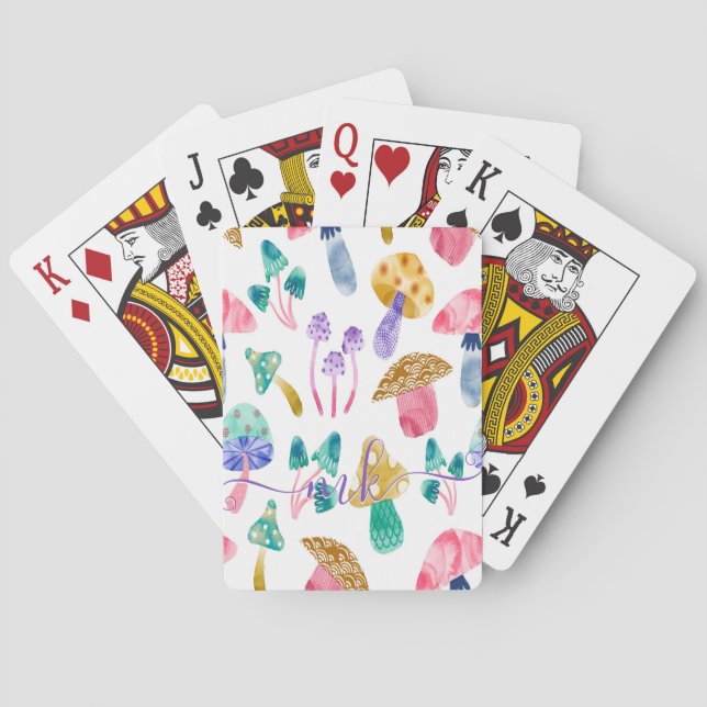 Söta akvarellsvampar casinokort (Baksidan)
