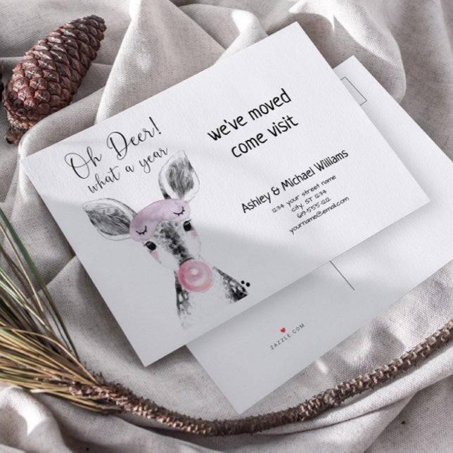 Söta Älg Oj, vilket år Flyttmeddelande Meddelande Vykort (Skapare uppladdad)