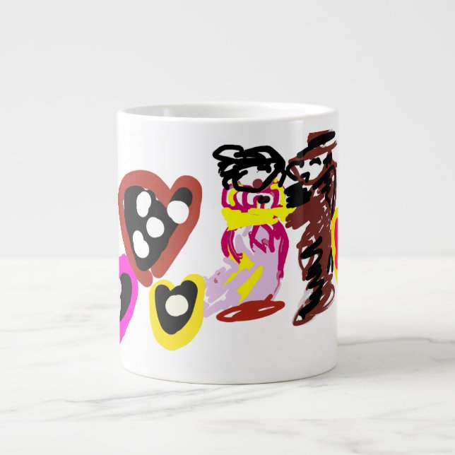 Söta Alla hjärtans dag-dockor Jumbo Mugg (Framsidan)