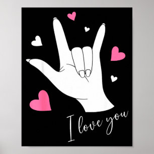 Söta Alla hjärtans dag Hjärtan Jag älskar dig Hand Poster