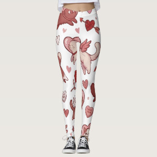 Söta Alla Hjärtans Dag Katt Leggings