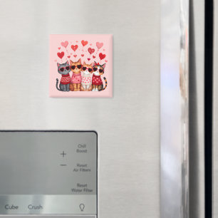 Söta Alla hjärtans dag-katter i hjärtformade solgl Magnet