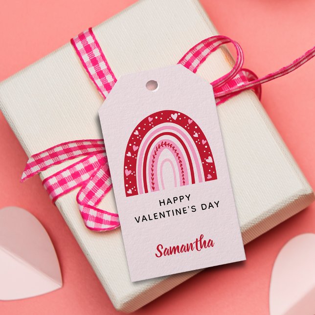 Söta Alla hjärtans dag-regnbåge Personlig Presentetikett (Cute Valentines Rainbow Personalized Gift Tags)