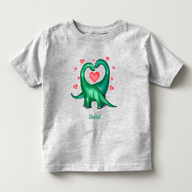 Söta Alla Hjärtans Dags dinosaurier T Shirt (Framsida)