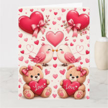 Söta Alla Hjärtans Dags Fåglar Teddybjörnar Inpack