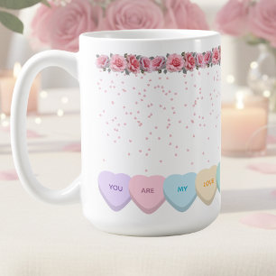 Söta Alla hjärtans dags godis hjärtan och rosor Kaffemugg