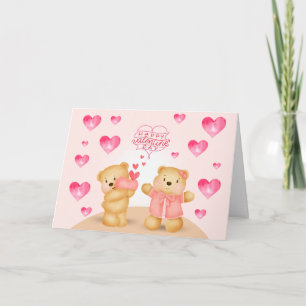 Söta Alla hjärtans dags teddybjörnar med hjärtans Kort