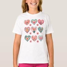Söta Alla Hjärtansdags Hjärtor Tjej T Shirt