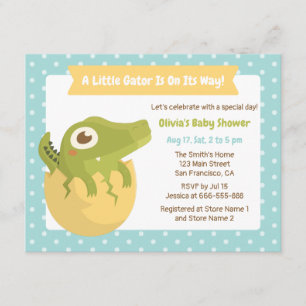 Söta Alligator i Ägg Pojke Baby Shower Inbjudninga Inbjudningar