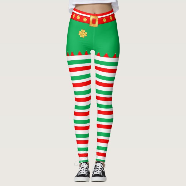Söta alvbukser med randigt mönster leggings (Framsida)
