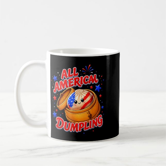 Söta amerikanska dumplingsbarn 4 juli-flickor kaffemugg (Vänster)